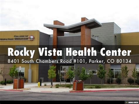Rocky vista health center. Rocky Vista Health Center. 8401 S Chambers Rd Ste H101 Parker, CO 80134. 