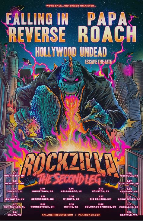Rockzilla - The Rockzilla Tour featuring Papa Roach, Falling in Reverse & Hollywood Undead is coming to Angel Of The Winds Arena Sunday, March 5, 2023! About Papa Roach: Papa Roach are two-time GRAMMY-nominated, Platinum-selling leaders in Alternative Hard Rock music,with more than 10 multi-genre hits in three different decades. 