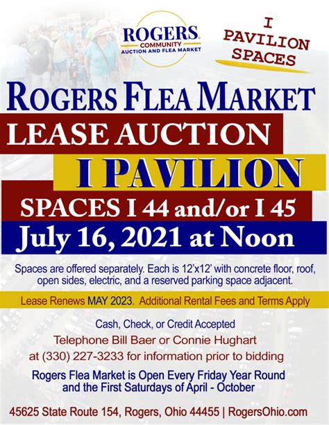 Rogers community auction. Rogers Community Auction. 45625 SR 154. Rogers, OH 44445 United States + Google Map. Phone. (330) 227-3233. View Venue Website. See BaerAuctions.com for catalog and details. 