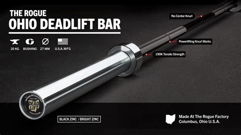 Rogue 45LB Ohio Power Bar - Cerakote. ... customers can now select this top-tier finish on exclusive Rogue barbells, pull-up bars, collars, speed ropes, and even power racks—with the potential to match much of your equipment to the chosen colorway of a gym, business, school, team, etc. Click any of the Rogue Cerakote products from the menu to .... 
