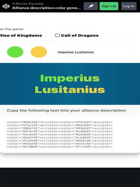 Rok alliance description generator.  Alliance description color generator Edit ...