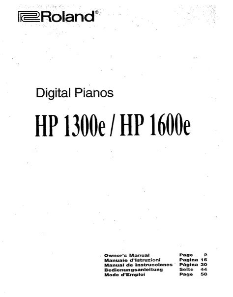 Roland digital pianos owners manual hp 1300e hp 1600e. - Manual for a rheem 90 furnace.