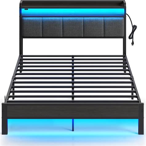 Rolanstar Bed Frame with Upholstered Headboard and 4 Drawers. (71) From $329.99. New. Tv Stand With Power Outlet, Farmhouse Rgb Light Entertainment Center With Storage Barn Door. From $159.99. Rolanstar Bed Frame, 14 Inch Metal Platform Bed Frame with 2 Rattan Baskets, Black. (57) From $179.99. . 