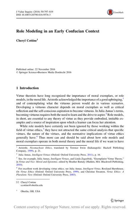 Role Modeling in an Early Confucian Context