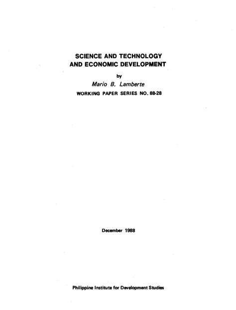 Role of science and technology in economic development pdf.  Keywords: Science and...