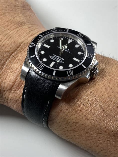 Rolex submariner leather strap.  Free worldwide shipping.  Check this look and...