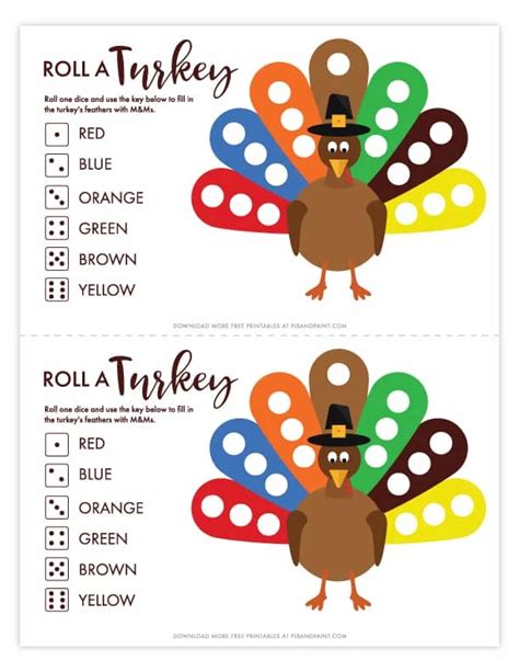Roll A Turkey Game Printable Somewhat Simple