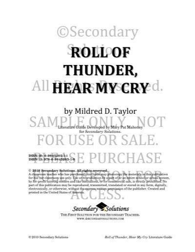 Roll of thunder hear my cry literature guide secondary solutions. - Primer for critiquing social research a student guide research statistics.
