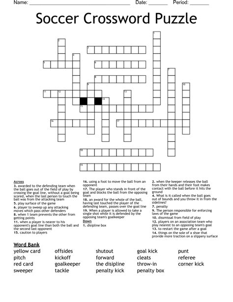 The Crossword Solver found 30 answers to "Football field marking", 8 letters crossword clue. The Crossword Solver finds answers to classic crosswords and cryptic crossword puzzles. Enter the length or pattern for better results. Click the answer to find similar crossword clues . Enter a Crossword Clue. Sort by Length. # of Letters or Pattern.