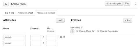 Roll20 attributes. E. I.  Attributes & Abilities: This tab is where you can crea...