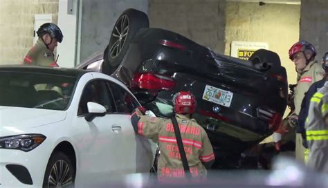 Rollover accident at FLL parking garage injures driver, sparks gasoline spill
