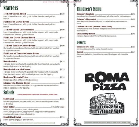 Roma Restaurant menu in Southwick, Massachusetts, USA