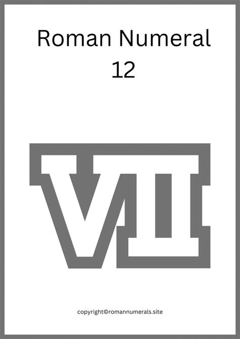 Roman Numeral 12 - Free Printable Roman Number 12 in PDF