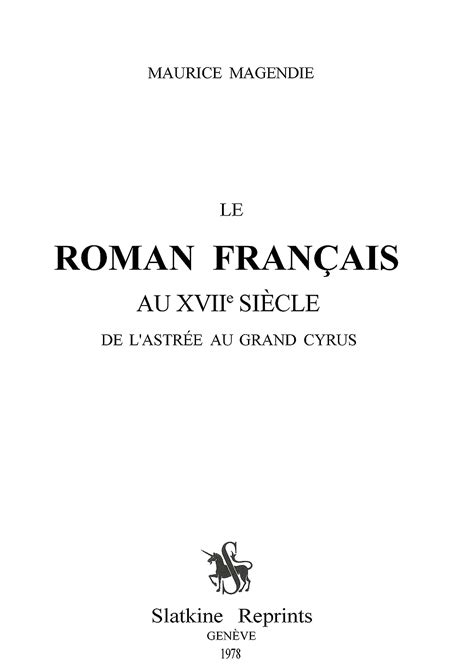 Roman français au xviie siècle, de l'astrée au grand cyrus. - Mclaren f1 owners manual for sale.