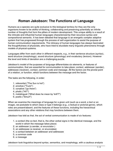 Roman jakobson functions of language pdf
