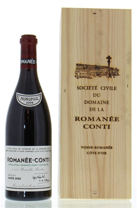 Nov 7, 2005 · Sales totaled $4.68 million, with bids reaching well above estimates. The largest selection of Domaine de la Romaneé-Conti (DRC) wines ever offered at auction fetched more than $2.7 million at Aulden Cellars-Sotheby's in New York on Nov. 5. The consignment hailed from a private collection that also included treasures from Burgundy and the Rhône. . 