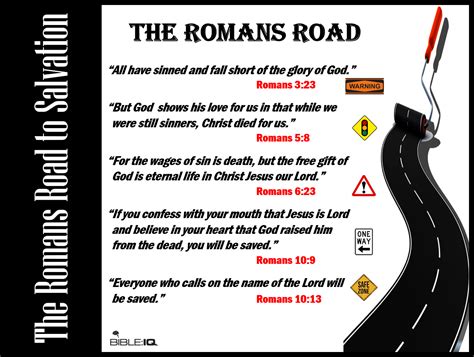 The Romans Road to Salvation is a selection of Bible verses that are waypoints on the “road.”. Each verse teaches us an important principle about how sinful mankind is redeemed by a sinless Savior: Waypoint 1: Romans 3:23 – “All have sinned…”. Waypoint 2: Romans 6:23 – “The wages of sin is death…”.. 