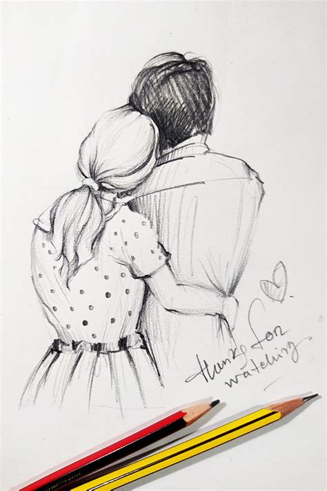 Romantic Boyfriend And Girlfriend Drawings