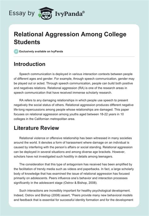 Romantic Relational Aggression Among College Students: A …