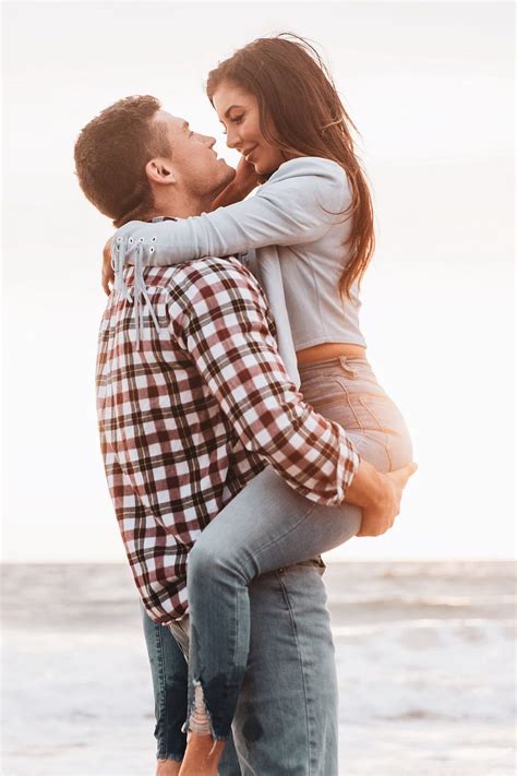 Romantic kiss and hug for him. .  ...