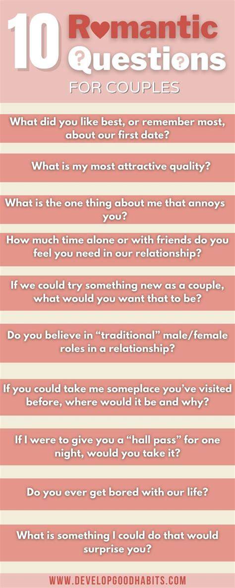 Romantic questions for couples.  Conversations play an important role in a relationship...