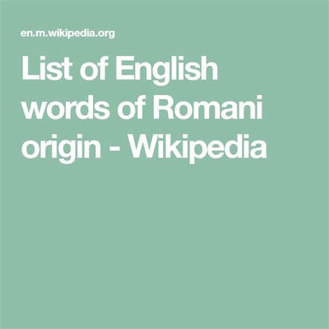 Romany English Words - LowchensAustralia.com