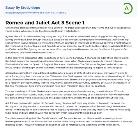 Romeo and Juliet Essay Characterization of Juliet in Act 3 Scene …