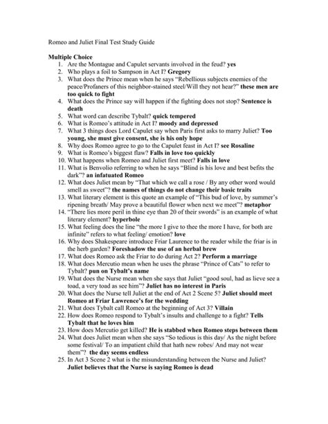 Romeo and final juliet study guide. - The rowman littlefield guide to writing with sources james p davis.