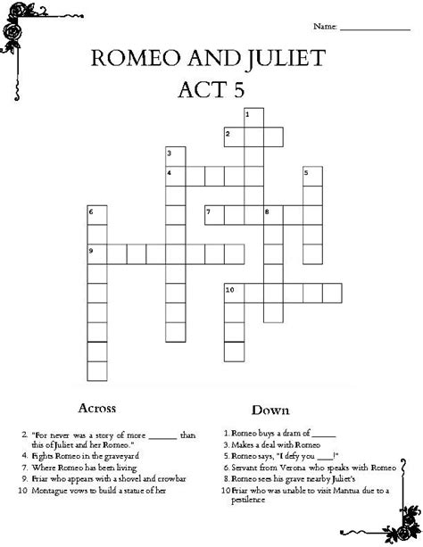 Romeo and juliet crossword puzzle. Things To Know About Romeo and juliet crossword puzzle. 