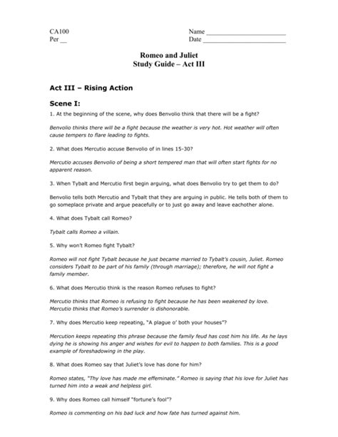 Romeo and juliet study guide act 3. - Genetica 4 ° manuale delle soluzioni hartwell.