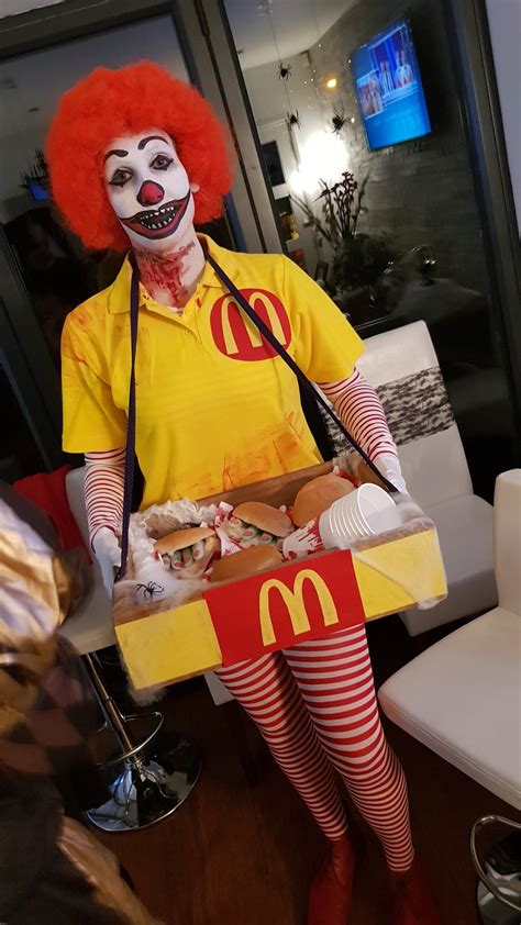 Ronald mcdonald costume. Anytime someone talked to me I got to use lines like “Are you hungry, I think you need a hamburger crappy meal.”. I made the costume out of fabric I had and bought wig, leggings, and shirt from Amazon. This will definitely be a costume that I’ll pull out in the future. Like Ronald McDonald himself, it’s timeless. 