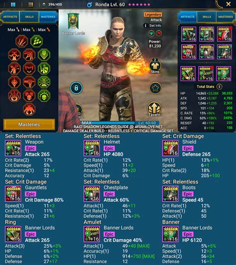Ronda raid masteries. Splinter Arrow Attacks 1 enemy. Deals 50% of the inflicted damage to all enemies if this attack is critical. Level: 2 Damage +5% Level: 3 Damage +5% Level: 4 Damage +5% Level: 5 Damage +5% Damage Multiplier: 2.7 ATK. Hail of Arrows (Cooldown: 4 turns) Attacks all enemies 3 times. Each critical hit heals this Champion by 2.5% HP. 