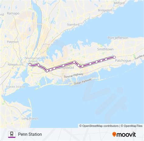 The train journey time between Ronkonkoma and New York Penn Station is around 1h 18m and covers a distance of around 51 miles. Services are operated by Long Island Rail Road. Typically 194 trains run weekly, although weekend and holiday schedules can vary so check in advance. 194 Weekly Trains..