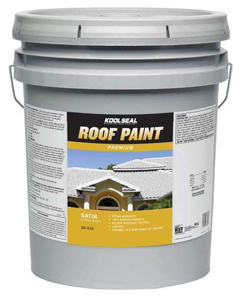 Roof paint. Covers roughly 2,250 sq. ft. per bucket. About This Product. The BEHR Multi-Surface Roof Paint is a premium quality, durable, 100% acrylic latex flat finish. This coating is mildew and algae resistant and will not discolor or yellow when exposed to typical high roof temperatures. It has excellent adhesion to various types of roofing materials ... 