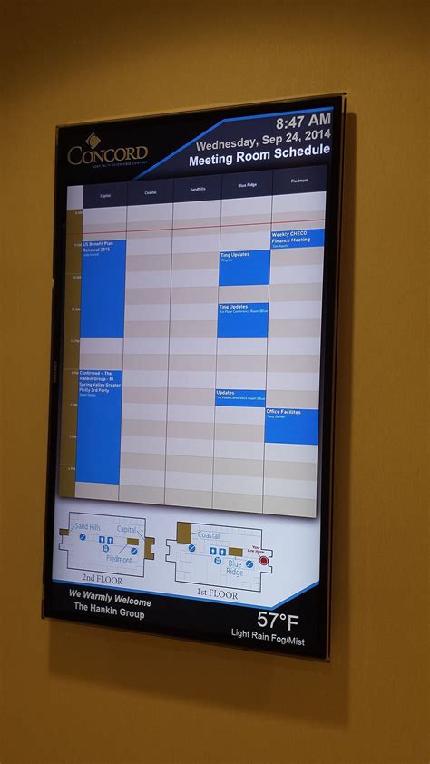Room calendar. Nov 22, 2019 · 2. Logitech. Coming in at a similar price point to Crestron, Logitech's Tap Schedulers are a great investment for offices looking for a reliable, well-built scheduling display tablet. Tap Scheduler enables teams to easily see meeting details, locate an available room and reserve a space for ad hoc or future meetings. 