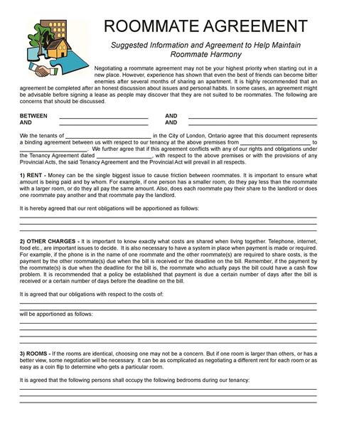 Roommate Agreement Example