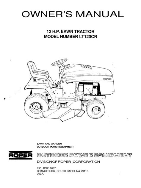Roper lawn tractor mower parts manual. - Manual de controles de bañera de hidromasaje.
