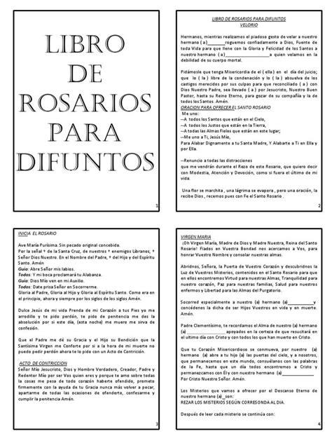 Rosario para difuntos completo gratis.  Este documento presenta una oraci...