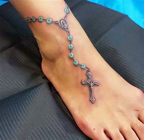Rosary beads ankle tattoo. Apr 9, 2014 - rosary beads tattoo Cutler did this on a friend for bubblegum ink. looks nice the 3d aspect Rate 1000s of pictures of tattoos, submit your own tattoo picture or just rate others 