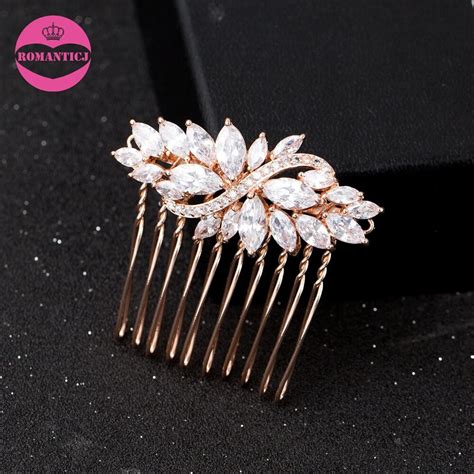 Rose Gold Crystal Bridal Hair Comb Zircon Wedding Headpiece …