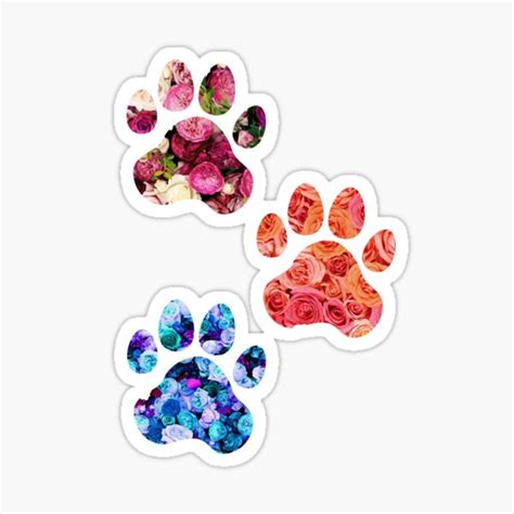 Rose Paw Print Trio Stickers for Sale TeePublic