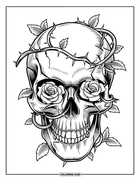Rose Skull Coloring Pages