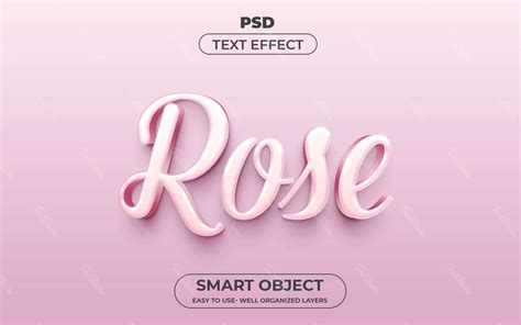 Rose Soft Pink Cursive 3D Text Effect PREMIUM PSD File
