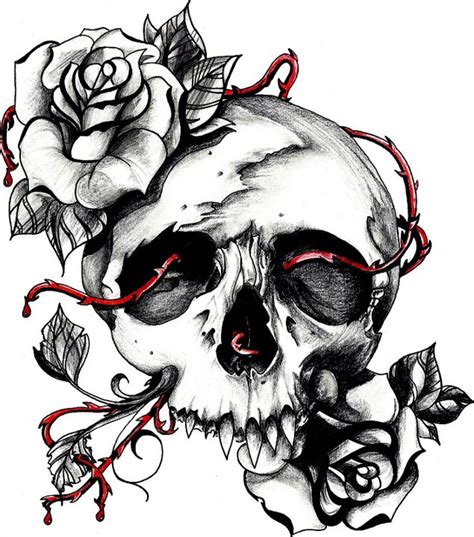 Rose With Skull Drawing