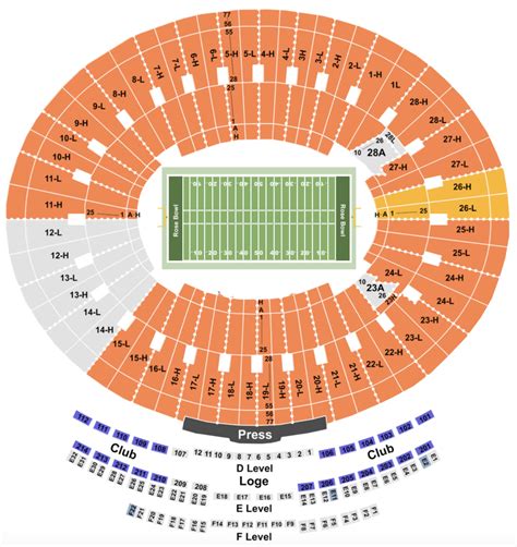 Rose Bowl seating charts for all events including