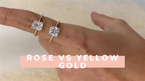 Rose gold vs yellow gold. Regarding composition, rose gold stands out from yellow gold because it’s more than just yellow gold. Rose gold is made by creating a composition of yellow gold and copper. The higher the copper content, the more red the yellow gold will begin to look, giving it that “rose gold” appearance. 