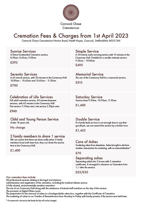 Roselawn crematorium fees.  They also include a cremation certificate for Informatio...