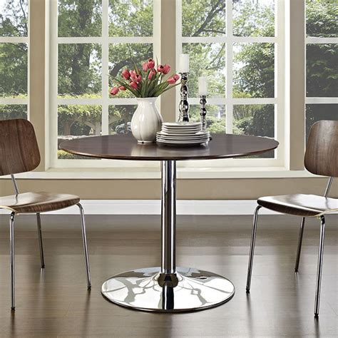 Rostrum Round Wood Top Dining Table in Walnut By Modway