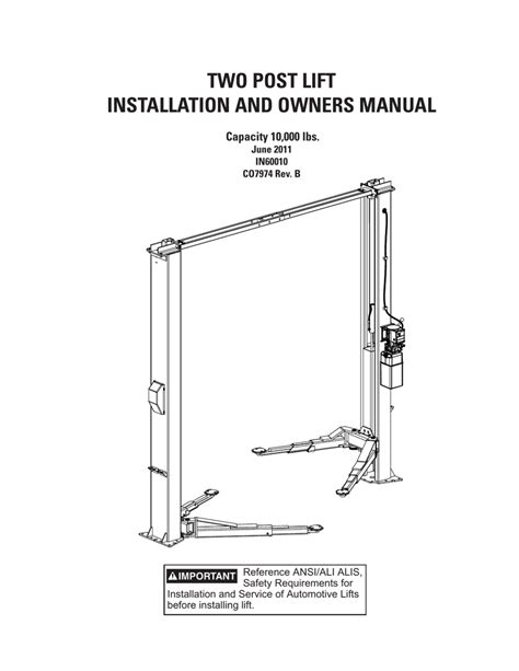 Rotary 2 post lift installation instructions.  Get installation instructi...