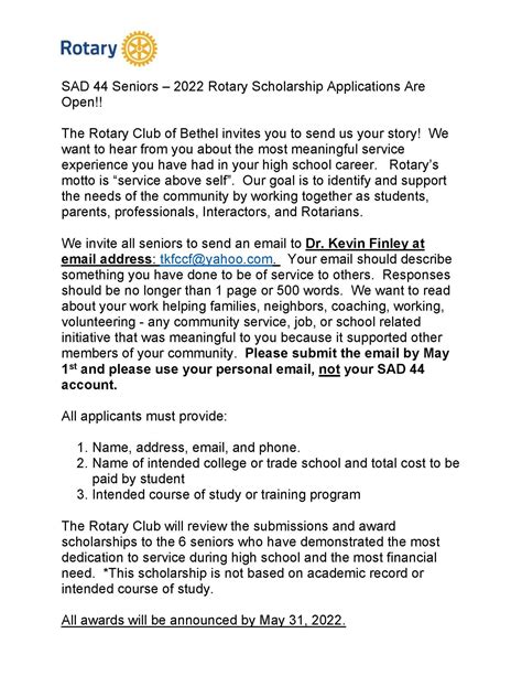 Rotary Scholarship Application Q&A